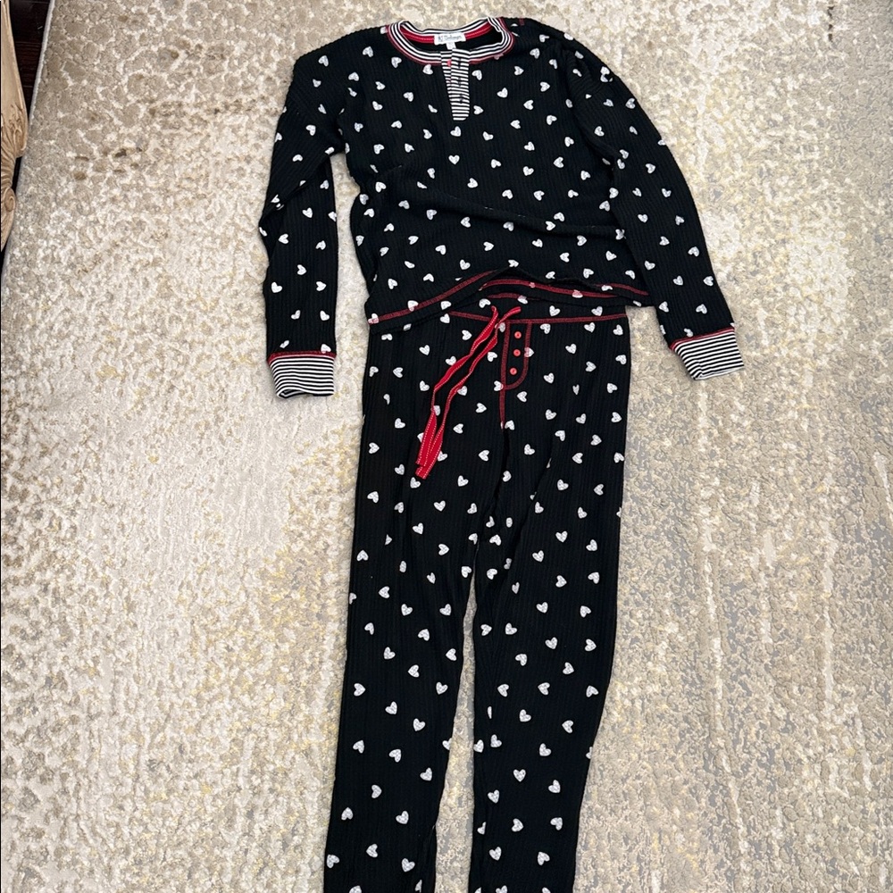 PJ Salvage Tiny Hearts Waffle Thermal Ski Jammie Set - Picture 3 of 7